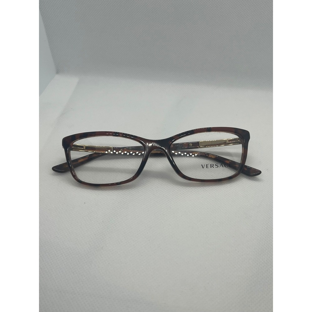 Versace 3186‎ Tortoise Shell Rectangular Eye Glasses Frames Italy Designer Women